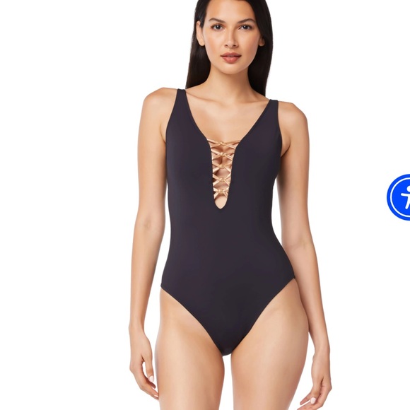 Bleu Rod Beattie Black One-Piece with Gold Detail - Picture 1 of 6